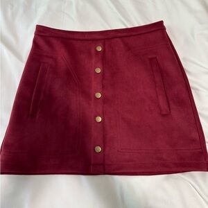 Crushed velvet maroon skirt